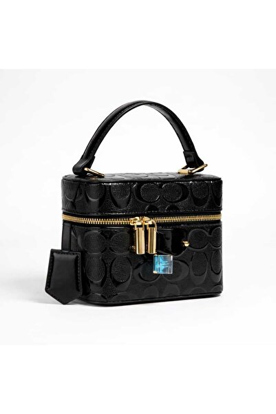 Genera حقيبة نسائية صندوقية فاخرة بملمس منقوش وسحاب ذهبي – تصميم أنيق مع قفل ...