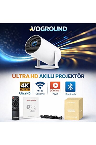 Voground 4K Ultra HD Akıllı Projeksiyon WiFi Bluetooth Destekli Ev Sinema Cihazı