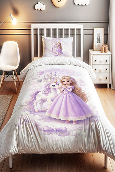 EVPANYA Bulutlar Ülkesi Desenli Tek Kişilik Bebek Çocuk Nevresim Seti