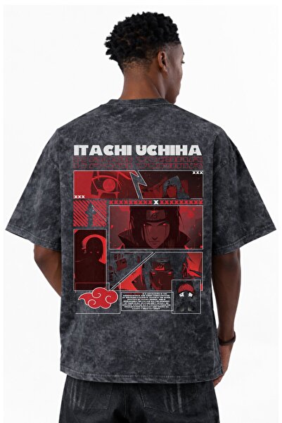 SEVBANO Tricou unisex supradimensionat cu imprimeu anime Naruto Itachi Uchiha...