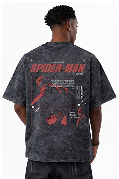 SEVBANO Spider-Man Süper Kahraman Örümcek Adam Baskılı Unisex Oversize Vintag...