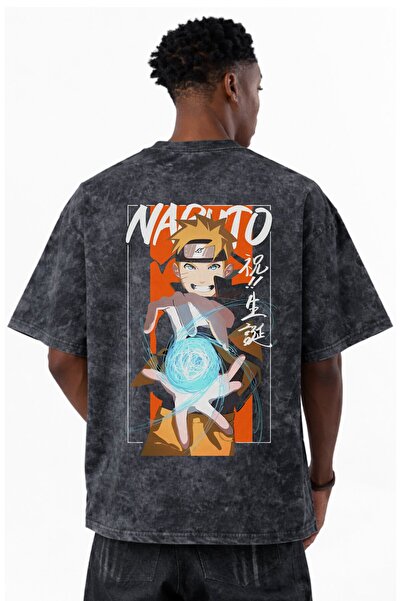 SEVBANO Tricou unisex oversize cu imprimeu Naruto Anime, spălat la mașină, st...