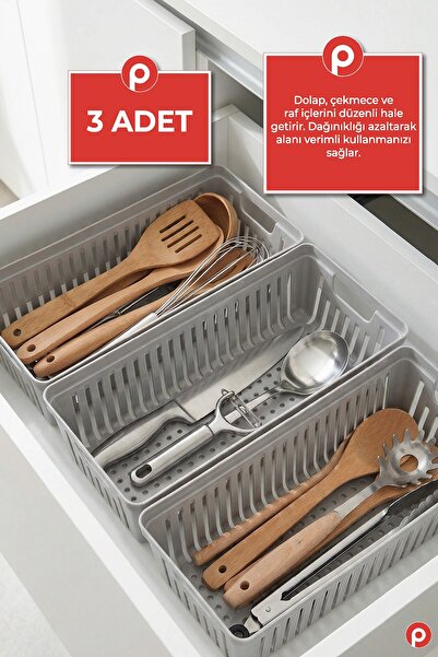 Pazarika 3'lü Çekmece İçi Düzenleyici Seti - Bıçaklık & Kaşıklık & Organizer ...
