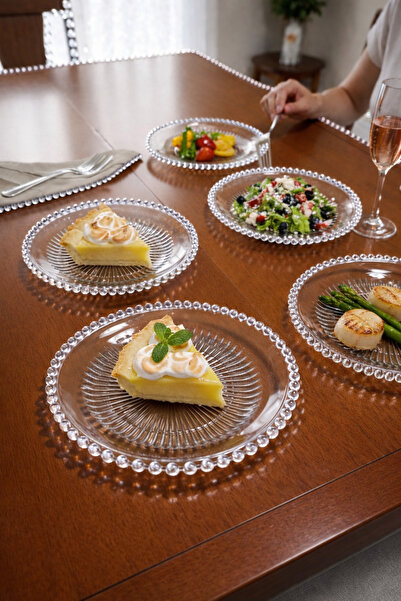 LOVER'S KİTCHEN aradığınız herşey 6'lı Boncuk Kenarlı Cam Pasta Tabağı - Şık ...