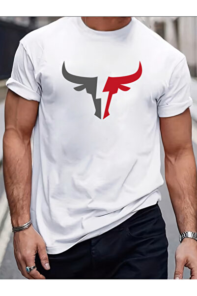 Marco Fresco Μπλουζάκι Unisex White Bull με τύπωμα με λαιμόκοψη ποδηλάτου