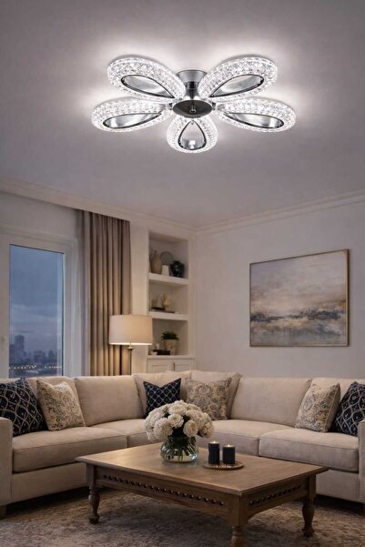 Marsel Lighting YAGMUR 5Lİ GOLD KUMANDALI AVİZE PLAFONYER AVİZE 3 RENK LED IS...