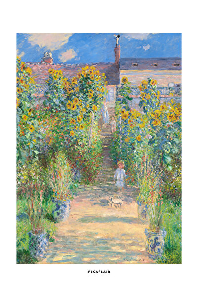 Pixaflair - The Artist's Garden at Vétheuil by Claude Monet - Tablo - Çerçeve...