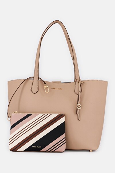 Anne Klein Women Brand Logo Tote Bag With Pouch, Taupe