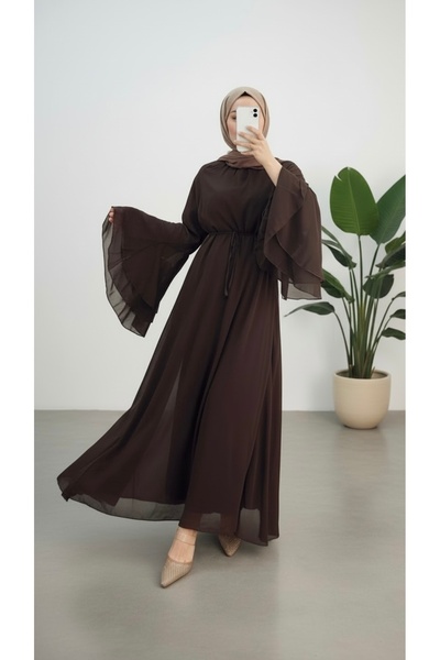 Minharir فستان حجاب مبطن بالشيفون - لا يظهر تحت الملابس، قماش انسيابي، فستان ...