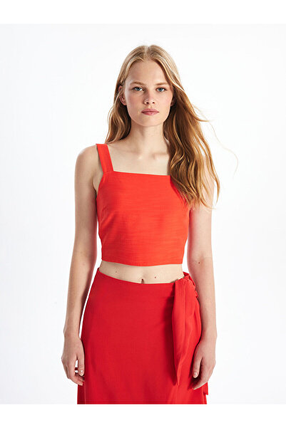 LC Waikiki Vizyon New Season Square Collar Flat Strap Women's Cropped