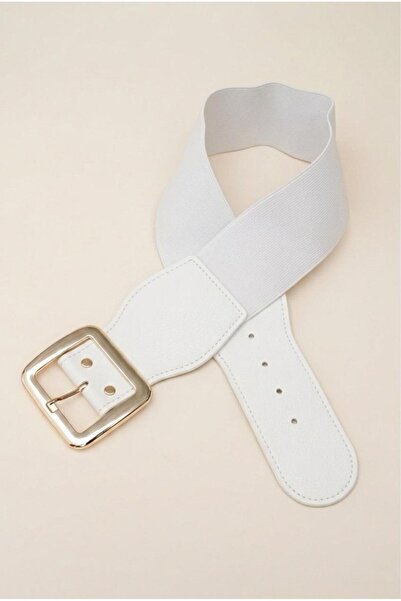 Mynoa Gold Buckled Elastic Women's Belt I, Jacket Belt I, Dress Belt I.