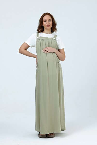 KATLİN MATERNİTY WEAR Maternity Skirt Overalls, Linen Viscose Blend Fabric, W...