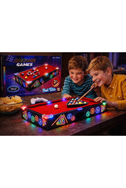 Cici Oyuncak LED Işıklı Masaüstü Mini Bilardo Oyunu 50x30 cm Arcade Games Poo...