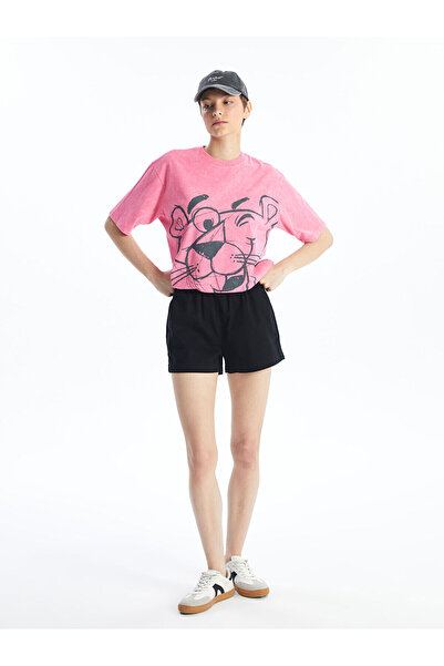 LC Waikiki Peak New Season Women's Shorts with Elastic Waist, Plain Linen Look