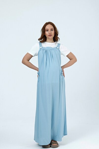 KATLİN MATERNİTY WEAR Maternity Skirt Overalls, Linen Viscose Blend Fabric, W...