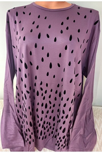 Anne Er Clothing Battal Combed Cotton Blouse Long Sleeve Crew Neck A.Mor