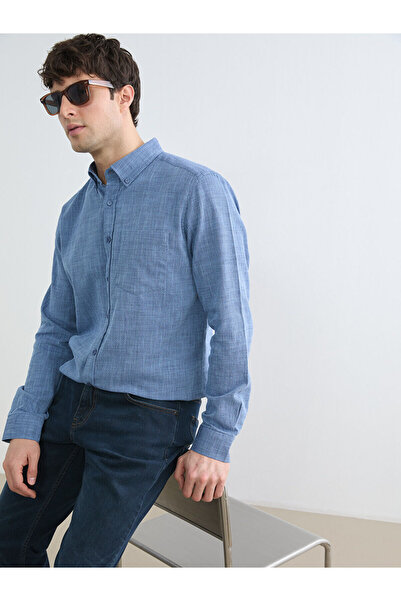LC Waikiki Ανδρικό πουκάμισο GiyÇık Store den Indigo Regular Fit Dobby