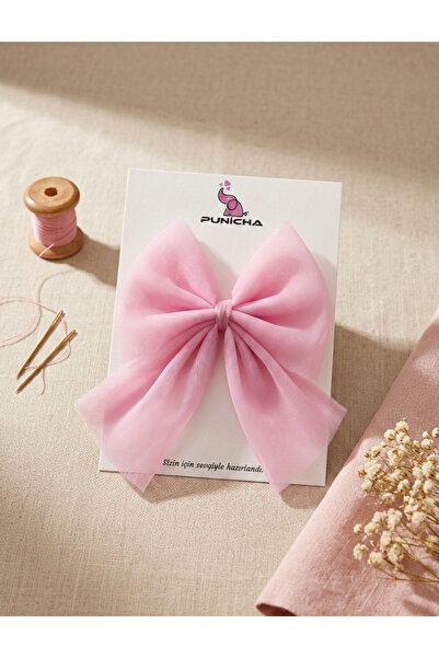punicha Pembe Tül Fiyonk Kız Çocuk Klips Toka