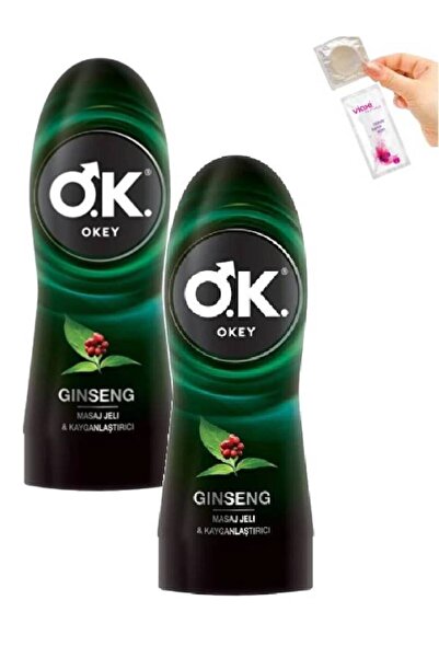 Okey 2 in 1 Ginseng Kayganlaştırıclı Masaj Jeli Su Bazlı 400 ml + Prezervatif...