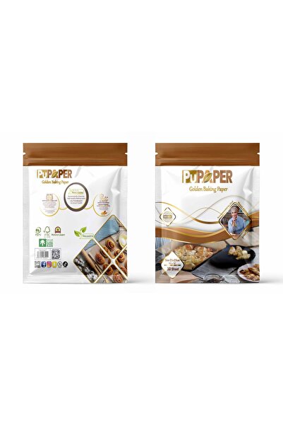 PuPaper Non-stick gold baking paper, 30 sheets, 25x25cm square, 4 packs. Oven...