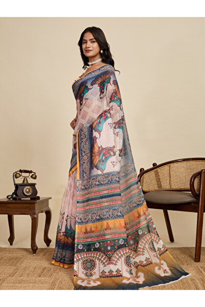 MYSMAR Yellow Linen Saree - STT1023 -Yellow