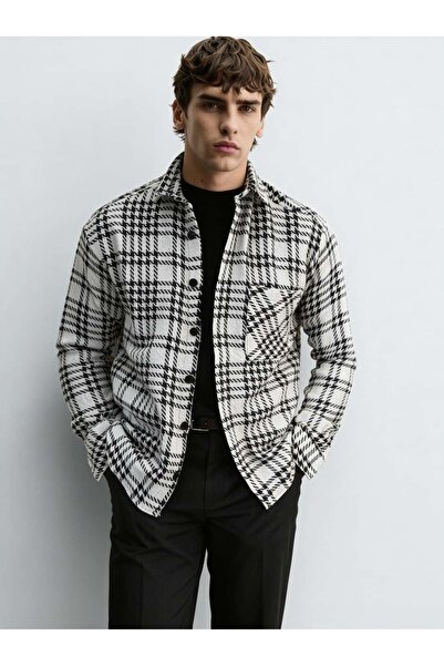 Atelier Old Money Marga Beyaz Üstü Siyah Kalın Gömlek 5540