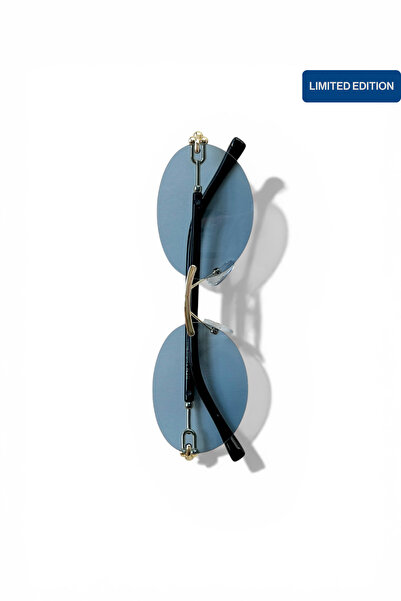 REN EYEWEAR Derla Metal Oval Women's Sunglasses Blue Glass |   Gold Detailed ...