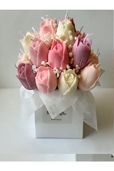 victiny Aranjament floral din 11 lalele din ceara de soia parfumata si flori ...