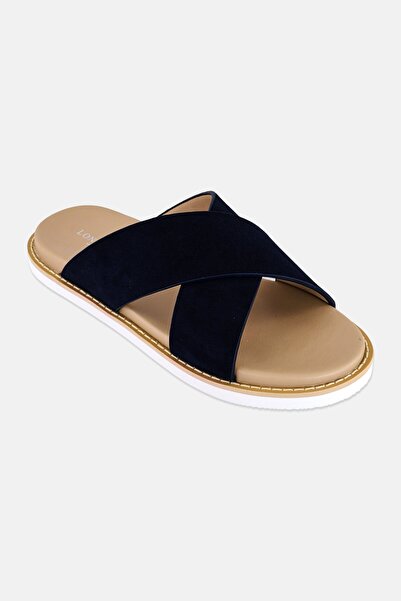 London Fog Men Slip On Cross Strap Arabic Sandal, Dark Navy