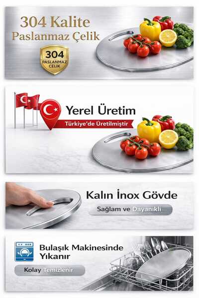 Metalfix Premium Paslanmaz Çelik Yuvarlak Kesme Tahtası Small – Modern ve Hij...