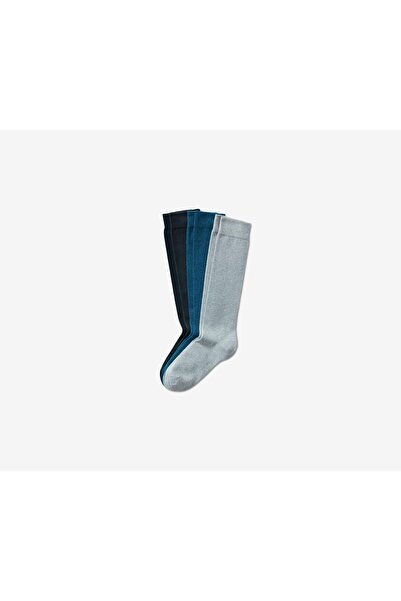 Tchibo Women 3 Pair Of Long Socks, Grey and Blue and Black