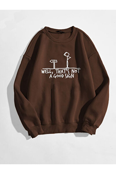 Eritqaa Not a Good Sign Printed Crew Neck Sweatshirt