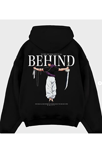 Eritqaa Black Behind Printed Hooded Sweatshirt Hoodie