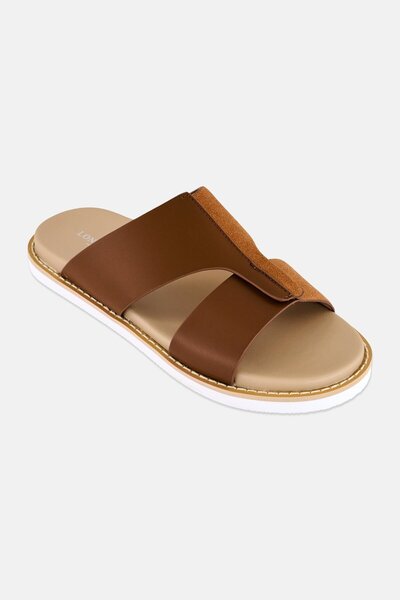 London Fog Men Slip On Arabic Sandals, Brown