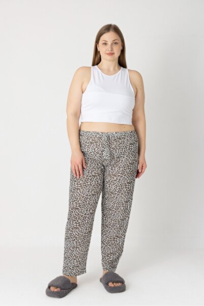 LOTTEBELLA Büyük Beden Pamuklu İnce Nefes Alabilen Kumaş Çizgili Kalp Detay P...