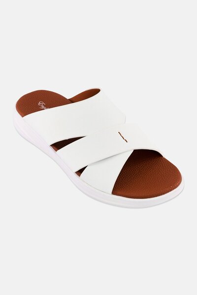 English Laundry Men Slip On Arabic Sandals, White