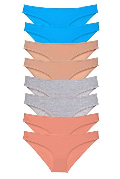 Mestore طقم سراويل داخلية نسائية من الليكرا مكونة من 8 قطع، لون رمادي مسحوق أزرق