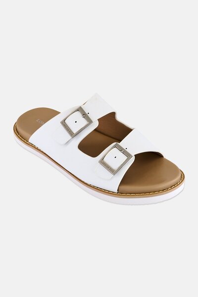 London Fog Men Adjustable Slip On Arabic Sandal, White
