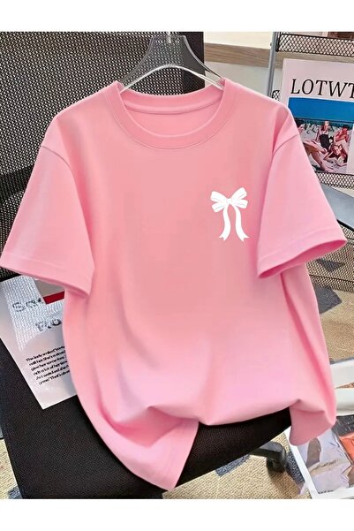 FUFLUNS Ribbon Printed Unisex Women'S/Men's Oversize Crewneck T-Shirt