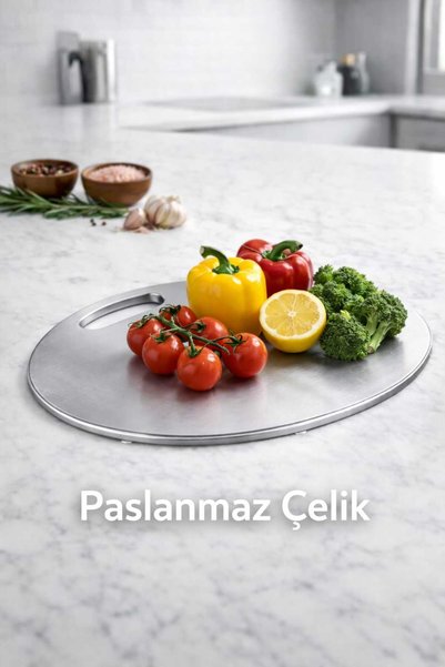 Metalfix Premium Stainless Steel Round Cutting Board Small – Modern and Hygienic Use