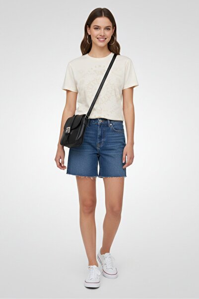 Vans Women Crew Neck Short Sleeve Graphic Print Top, Cream