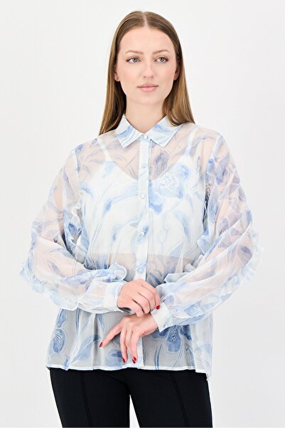 Material Girl Women Spread Collar Floral Print Long Sleeve Shirt, Multicolor