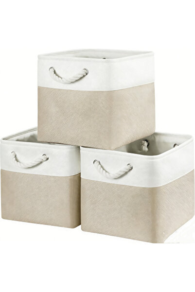 Generic Cube Storage Bins, 3Pcs Large Collapsible Fabric Storage Bin with Rop...