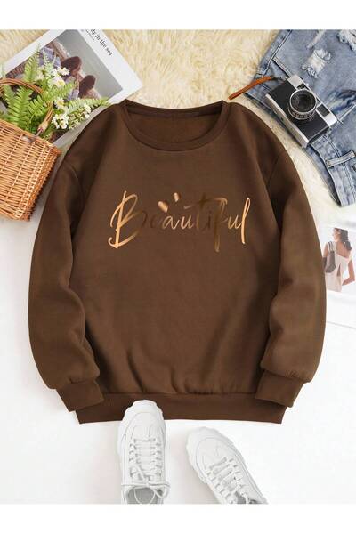 Eritqaa Beauty Printed Crew Neck Sweatshirt
