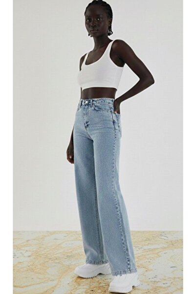 BİENAL BUTİK Arhentia Sa likrom Ženske svetloplave snježne traperice Visok st...