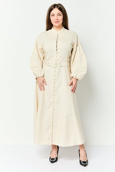 JASON WU Women Solid Button Down Maxi Dress, Beige