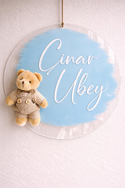 Handmade Mavi ayıcıklı kapı süsü