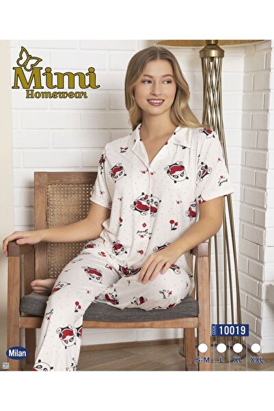 Mimi Homewear Σετ πιτζάμες με κοντά μανίκια με άνετη εφαρμογή και σχέδιο Panda