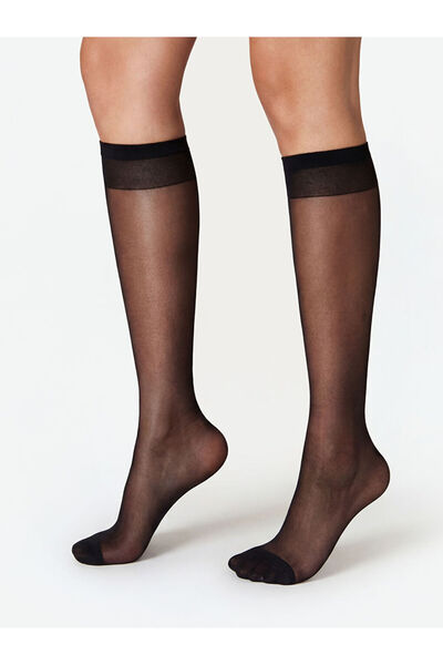 LC Waikiki Black 15 Denier Women's Knee High Socks 2-Pack