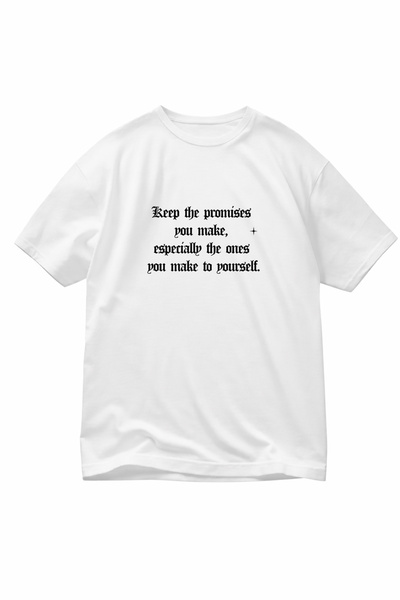 VODEXA Tricou oversize-PROMİSES, imprimat, 100% bumbac, croială confortabilă